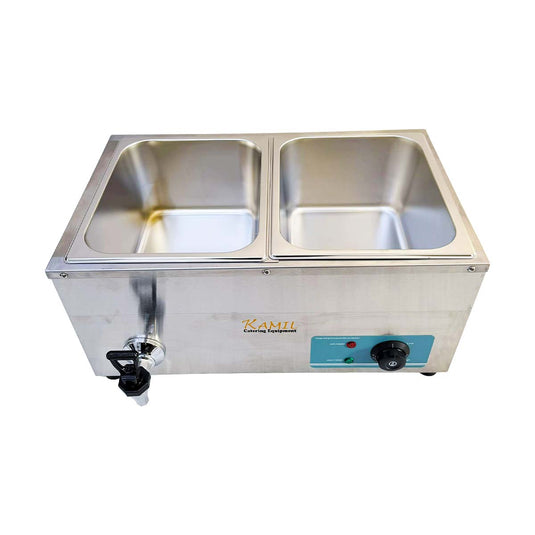 Electric Bain Marie Food Warmer 2 X 1/2 Pan Commercial Countertop 1.5kW