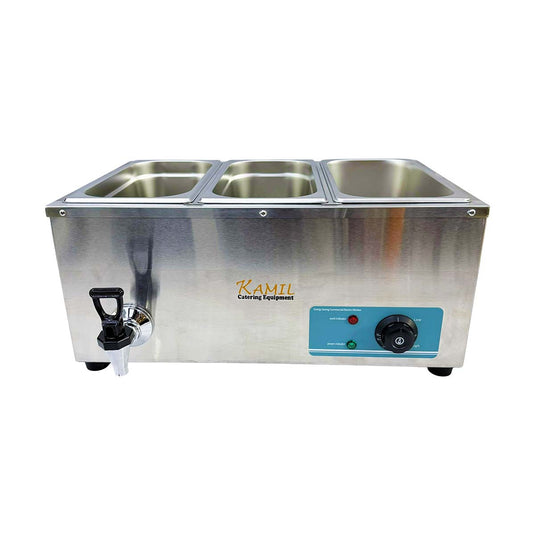 Electric Bain Marie Food Warmer 3 X 1/3 Pan Commercial Countertop 1.5kW