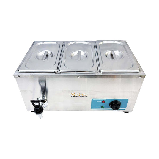 Electric Bain Marie Food Warmer 3 X 1/3 Pan Commercial Countertop 1.5kW