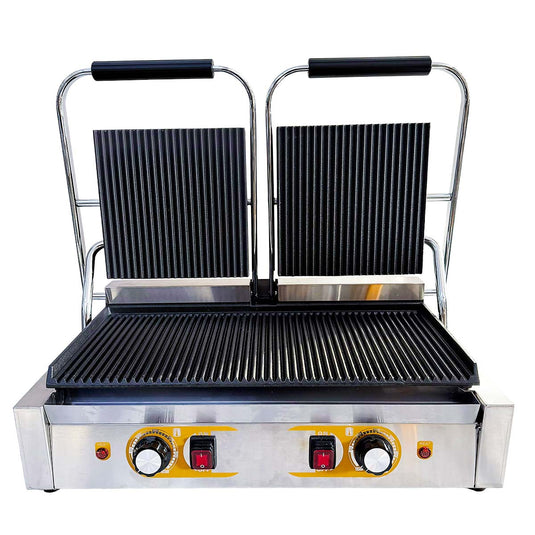 KAMIL Commercial Cast Iron Double Ribbed Grill Double Contact Grill