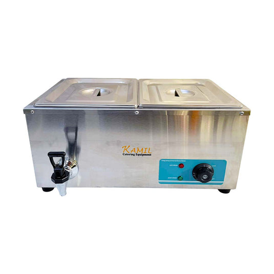 Electric Bain Marie Food Warmer 2 X 1/2 Pan Commercial Countertop 1.5kW