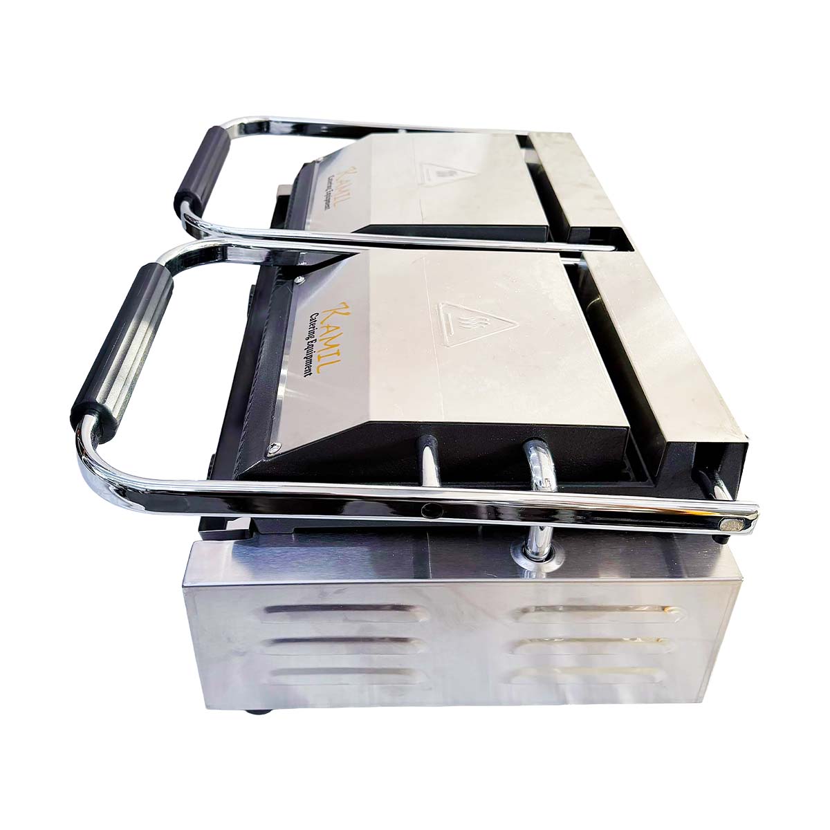 Double R Grilling KAMIL Commercial Cast Iron Double Ribbed Grill Double Contact Grill