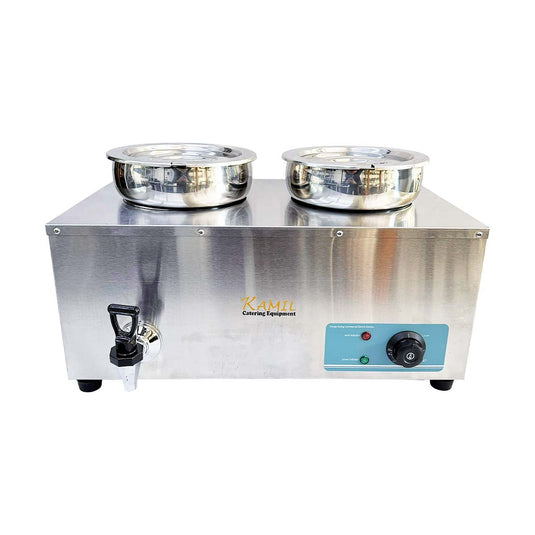 Kamil Round Pot Electric Food Warming/Bain Maire 2 X 6 Litre Pot