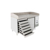 Atosa EPF3490GR Pizza Prep Counter 1 Door + 7nr Ambient Drawers Marble Top
