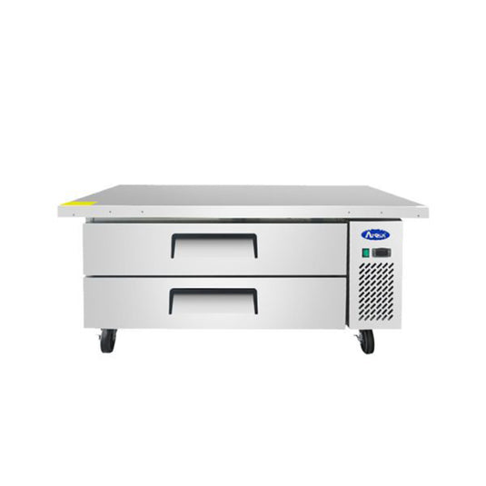 Commercial refrigerator with two drawers on a white background