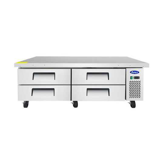 Commercial refrigerator with multiple drawers on a white background