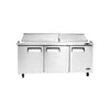 Atosa MSF8304GR Three Door Refrigerated Prep Table with 9 x 1/3 GN 100mm Deep Pans