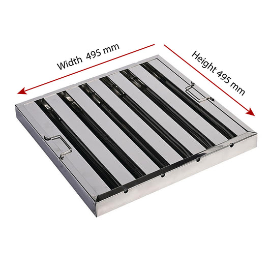 Baffle Grease Filter 495 x 495mm - drain detail