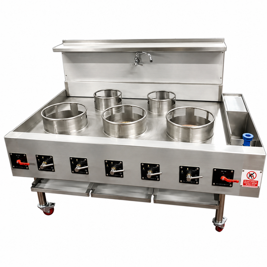 5 Burner Chinese Wok Cooker – Double Line