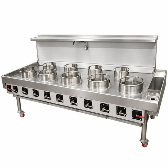 9 Burner Chinese Wok Cooker – Double Line