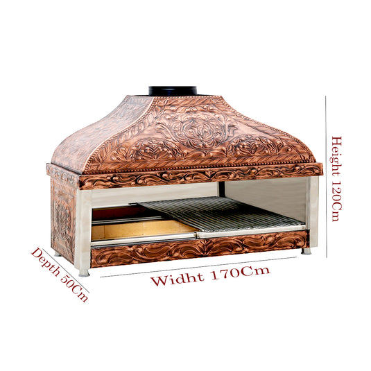 Copper Mangal BBQ Charcoal Grill 1.7-Metre - dimensions diagram