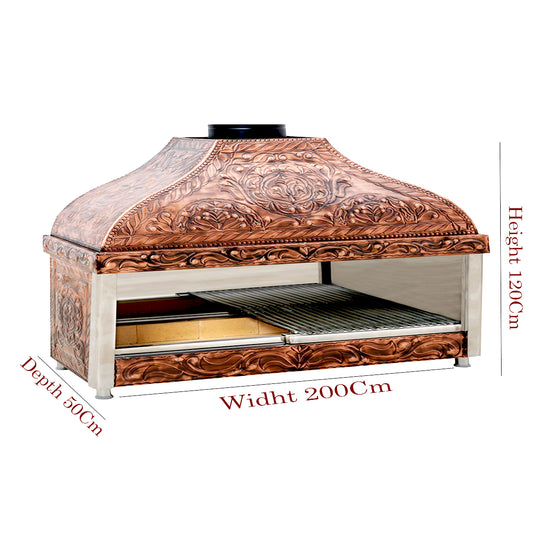 Copper Mangal BBQ Charcoal Grill 2-Metre - dimensions diagram
