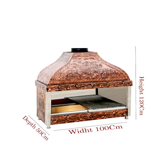 Copper Mangal BBQ Charcoal Grill 1-Metre - dimensions diagram