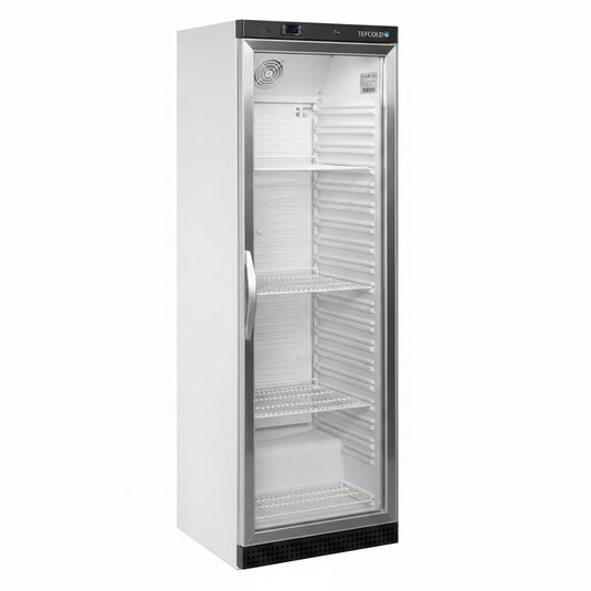 Tefcold Commercial Single Door Glass Door Bottle Cooler 350L | Under Counter Height Merchandiser