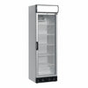 Tefcold Commercial Single Door Glass Door Merchandiser with Illuminated Canopy 347L | LED Branding Display Fridge