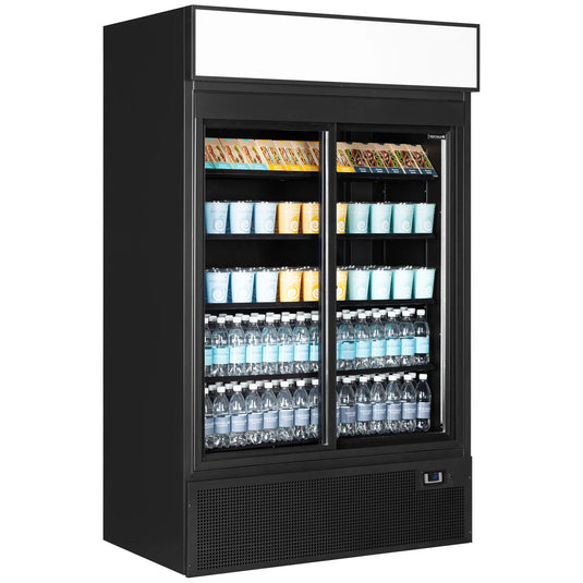 Tefcold Commercial 2 Door Sliding Glass Door Merchandiser (2-Door Sliding, Wide) 645L | Extra Wide Sliding Door Display Fridge