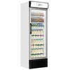 Tefcold Commercial Single Door Glass Door Merchandiser with Illuminated Canopy 374L | Large Format Bottle Cooler