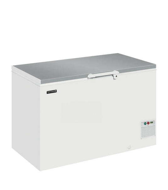 Tefcold Commercial Solid Lid Chest Freezer 416L | Eco Design Stainless Steel Chest Freezer