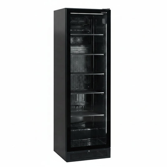 Tefcold Commercial Single Door Frameless Glass Door Bottle Cooler 347L | Tall Format Display Fridge