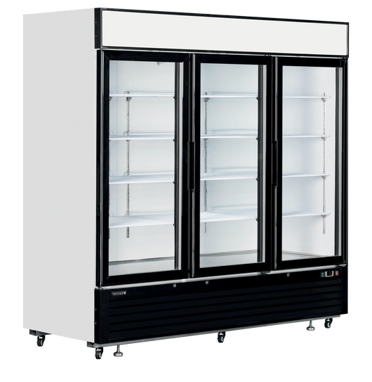 Tefcold Commercial 3 Door Glass Door Merchandiser (3-Door) 1436L | Large Format Stay-Open Door Cooler