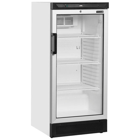 Tefcold Commercial Single Door Glass Door Bottle Cooler 190L | Fan Assisted Drinks Merchandiser