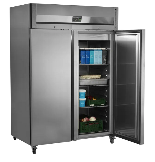 Commercial Upright Double Door Stainless Steel Fridge 1300L