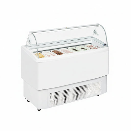 Commercial 7 Pan Ventilated Ice Cream Display Freezer | Napoli Pan Scoop Cabinet