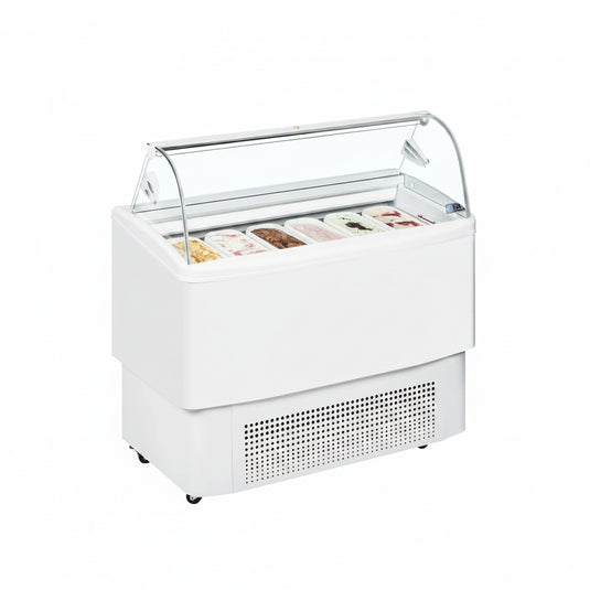 Commercial 6 Pan Ventilated Ice Cream Display Freezer | Napoli Pan Scoop Cabinet