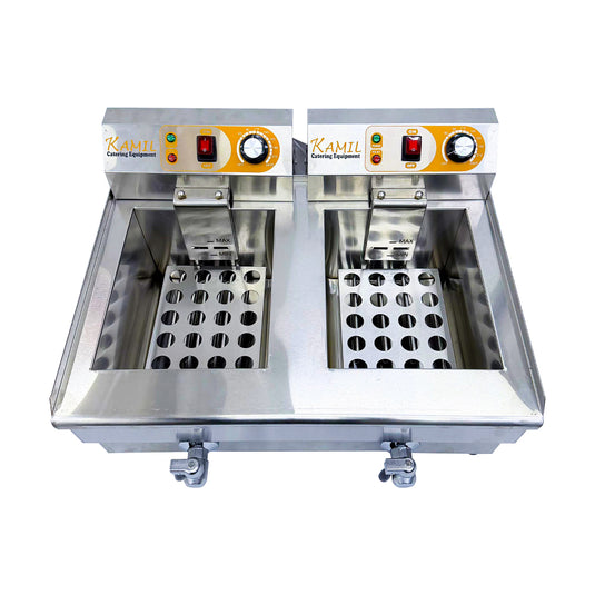 KAMIL Counter Top Electric Chips Fryer Twin Tank 2x13 Litre with Tap