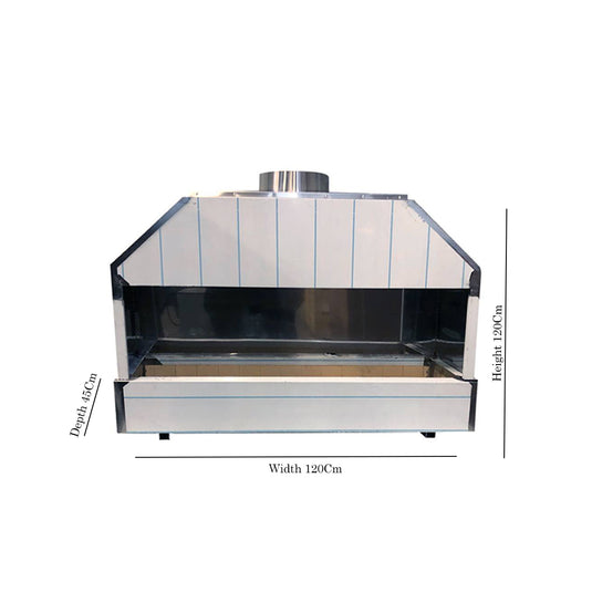 Stainless Steel Charcoal BBQ Mangal Grill 1.2-Metre - dimensions diagram