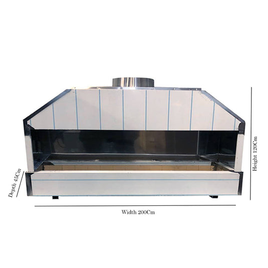 Stainless Steel Charcoal BBQ Mangal Grill 2-Metre - dimensions diagram
