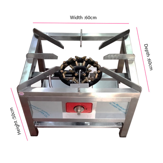 KamilCatering Commercial 32 Jets Stock Pot Cooker 50kW Heavy-Duty Gas Stockpot Burner (LPG / NG)