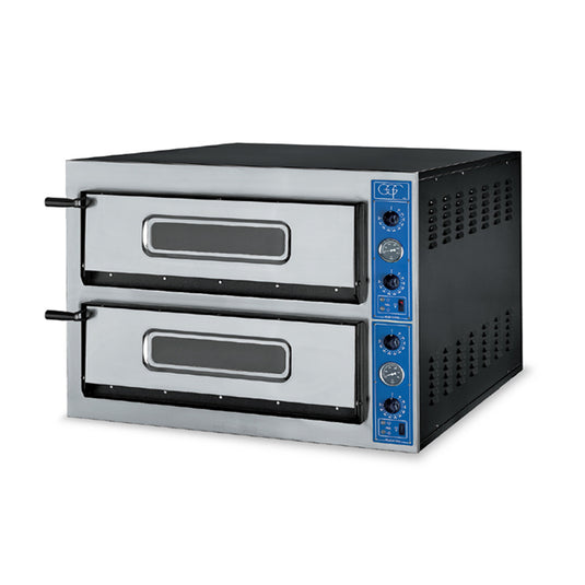 Italian Double Deck Stone Base Electric Pizza Oven – 4+4 x 14" Pizza Capacity