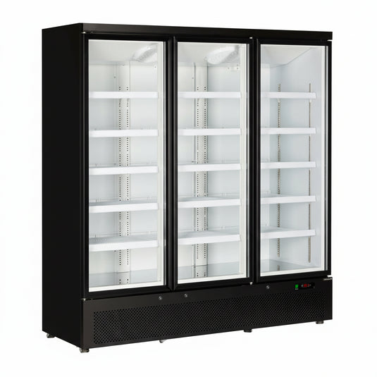 Tefcold Commercial 3 Door Double Glazed Glass Door Merchandiser 1264L | Large Format Supermarket Fridge