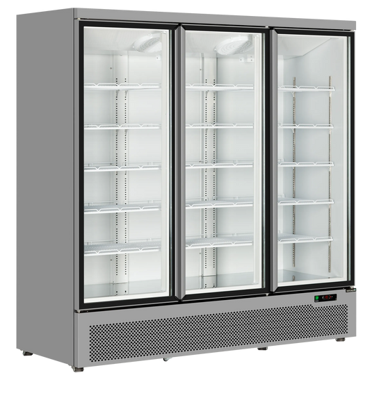 Tefcold Commercial 3 Door Double Glazed Glass Door Merchandiser 1264L | Large Format Supermarket Fridge