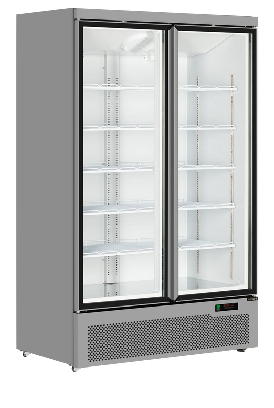 Tefcold Commercial 2 Door Double Glazed Glass Door Merchandiser 809L | Supermarket Display Fridge