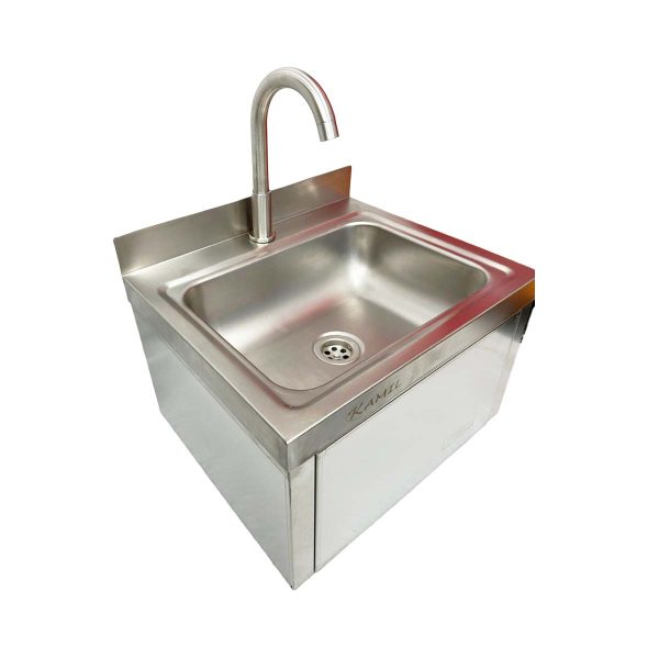 Commercial Stainless Steel Plain Knee Operated Hand Wash Sink With Taps - Image 2