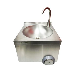 Commercial Stainless Steel Round Knee Operated Hand Wash Sink With Tap