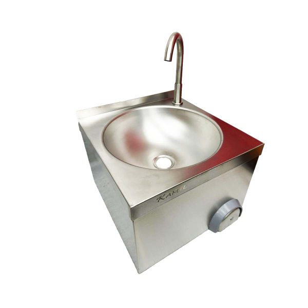 Commercial Stainless Steel Round Knee Operated Hand Wash Sink With Tap - Image 3