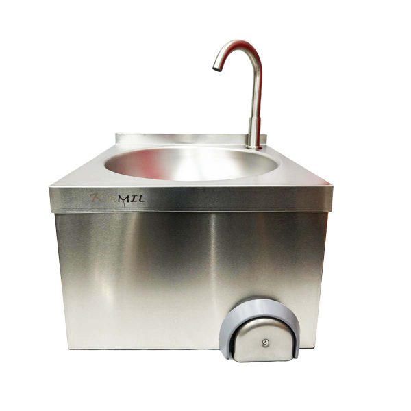 Commercial Stainless Steel Round Knee Operated Hand Wash Sink With Tap - Image 5