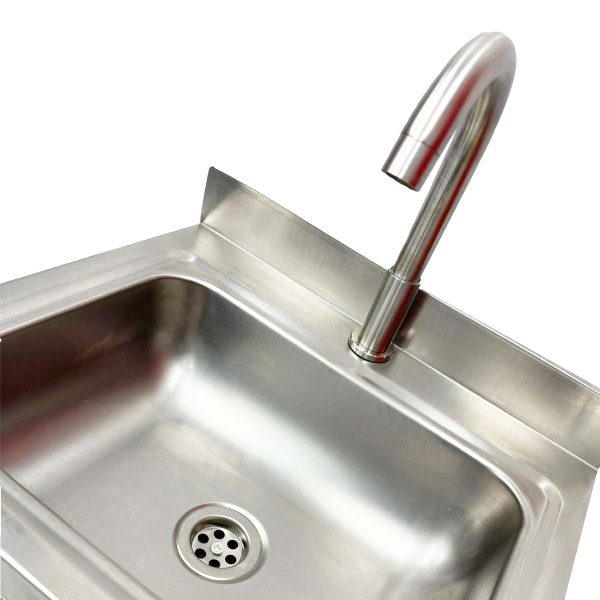 Commercial Stainless Steel Plain Knee Operated Hand Wash Sink With Taps - Image 3