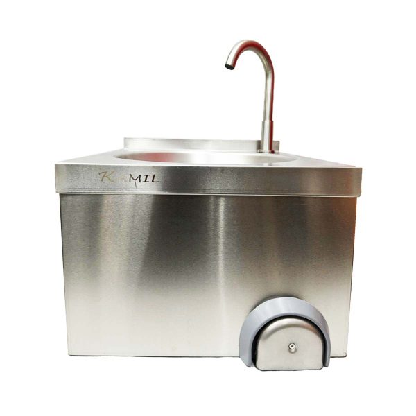 Commercial Stainless Steel Round Knee Operated Hand Wash Sink With Tap - Image 2